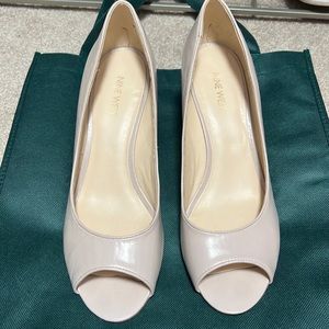 Nine West Nude Leather Peep-toe Wedge